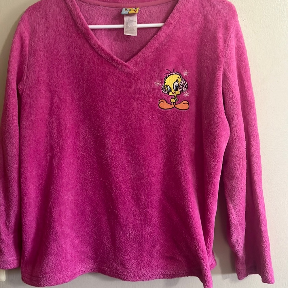 Warner Bros. Tweety Y2K Women's Fleece PJ Sleepwear XL Pink Top long sleeve